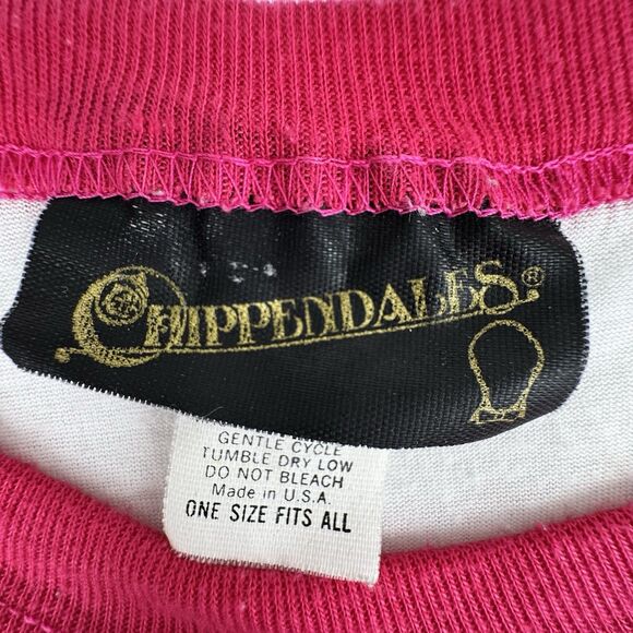 Vintage 90s Chippendales Stripper Sleep Shirt Pink Ringer Tee Single Stitch USA - Picture 10 of 16